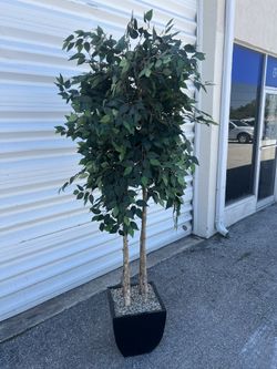 7” Silk Artificial Potted Ficus Tree Greenery! Good condition! 