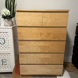 IKEA Tall High Chest Or Dresser With 6 Drawers - Malm