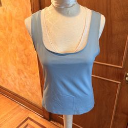 Classic Scoop Neck Tank Top in Light Blue Size M