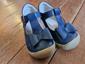 L'amour Blue Bow T-Strap Shoes
