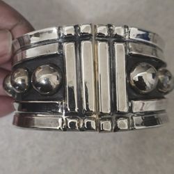 Seed & Sage Made In Mexico Sterling Silver Chunky Beaded Hinge Bracelet