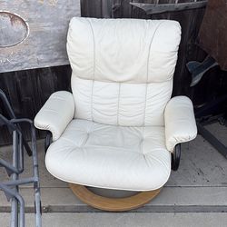 Cream leather recliner