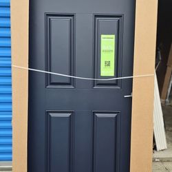 Masonite M-Protect 36-in x 80-in x 4-9/16-in Fiberglass 1/4 lite Left-hand inswing Eclipse Painted Prehung Front Door with Brickmould Insulating core
