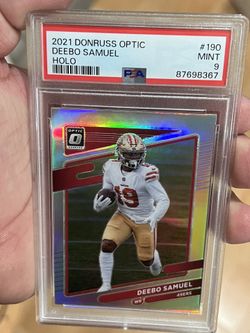 PSA 9 2021 DONRUSS OPTIC DEEBO SAMUEL HOLO 