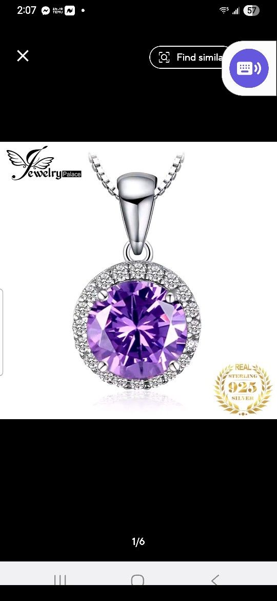 925 Sterling Silver Alexandrite Sapphire Pendant Necklace 