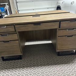 Walnut Desk and Credenza