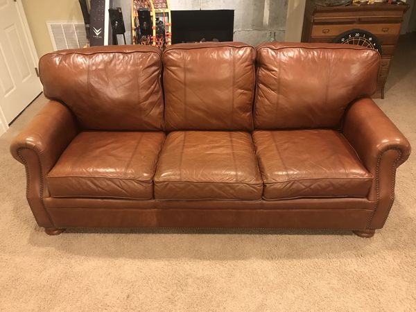 Drexel Heritage Brown Leather Nails Couch Sofa 87 X36 For In Mauldin Sc Offerup