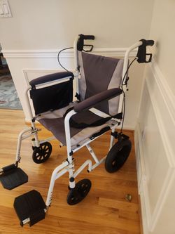 Transport Chair 19" Seat Width Oversized Wheels Hand Brakes