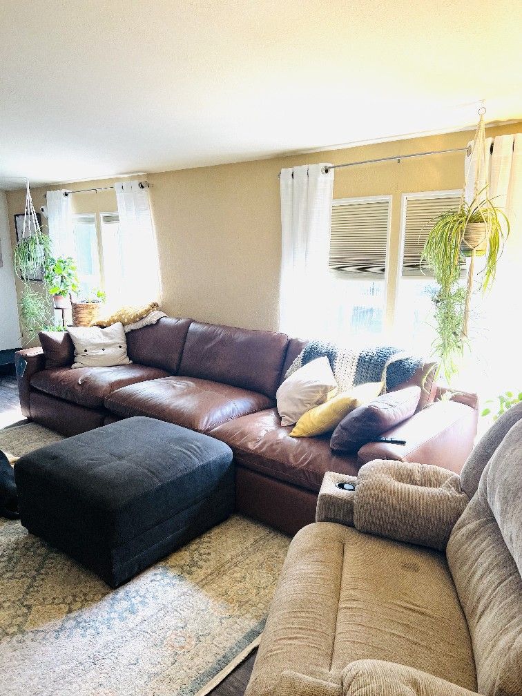 Leather couch.