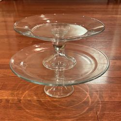 Glass Pedestal Serving Stands x2 - Dessert / Cake Stands