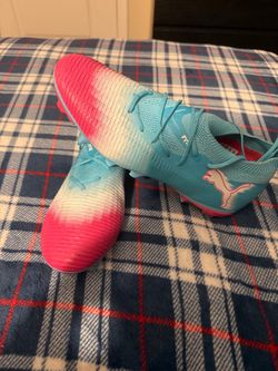 Puma Future 8 Match Recharge FG/AG Soccer Cleat, Blue/White/Pink, Size Men's 10