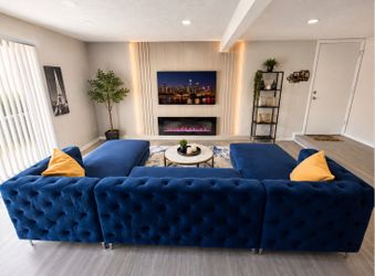 Beautiful New Velvet Blue Sectional