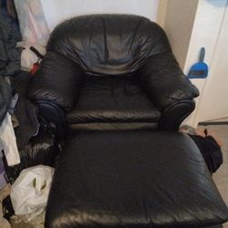 Leather Chair/Ottoman