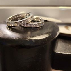Rhodium Over Sterling Silver Eternity Band Set