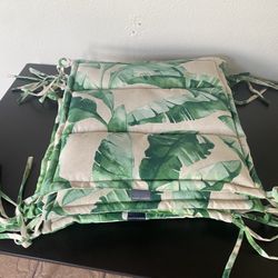 Palm Leaves White Square Chair Pads (4)