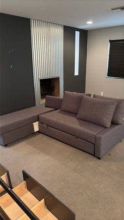 IKEA FRIHETEN Sleeper Sofa – Gray, with Storage Chaise