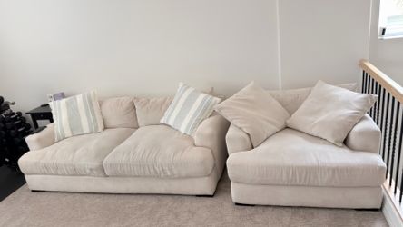 Z Gallerie Stella Collection - 2 Piece  - Full Size SOFA +  Oversized ARM-CHAIR Set