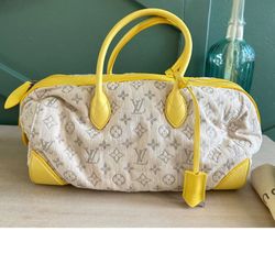 AUTHENTIC Louis Vuitton Limited Ed Jaune Denim Monogram Round Speedy Rare