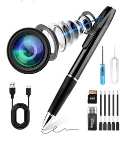Brand new Mini Spy Camera Pen 1080P Full HD Video Recorder with 64GB Card, USB Charging, Security Surveillance Camera
