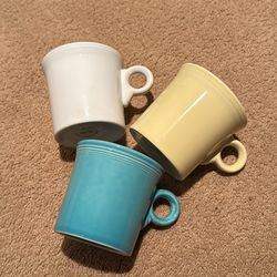 3 Fiesta Ware Ring Handled Mugs