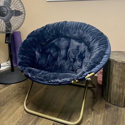 Milliard Cozy Chair/Faux Fur Saucer Chair for Bedroom/X-Large (Navy Blue)