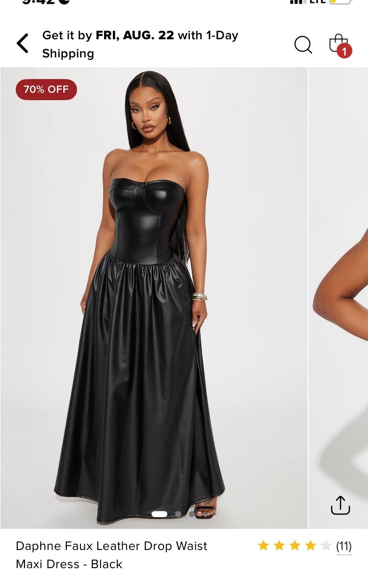 Black Faux Leather Maxi Dress – Brand New • Daphne Faux Leather Drop Waist Dress (Never Worn)