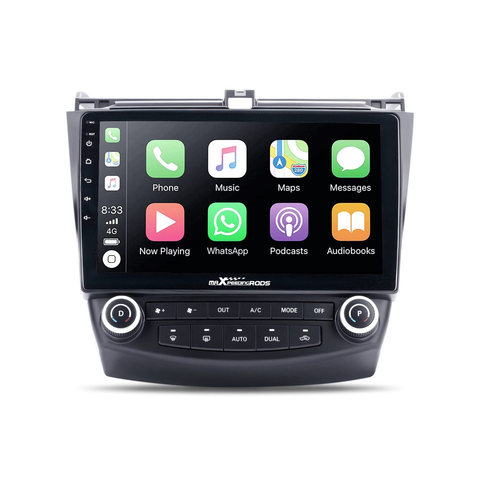 MaXpeedingrods Car Stereo Radio For Honda Accord 7th 2003-2007, Wireless Apple Carplay Android Auto, 10.1 Inch IPS Touch Screen Head Unit, GPS Navigat