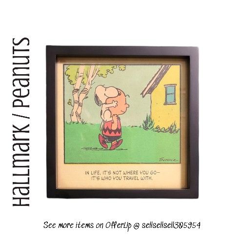 👀🔥 Art - Peanuts / Hallmark Charlie Brown & Snoopy Friendship Cartoon Comic Strip Wall Art - Excellent Condition