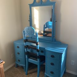Girls Painted Desk And Matching Chair. 