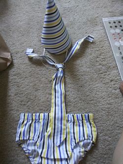Birthday hat, diaper cover and tie