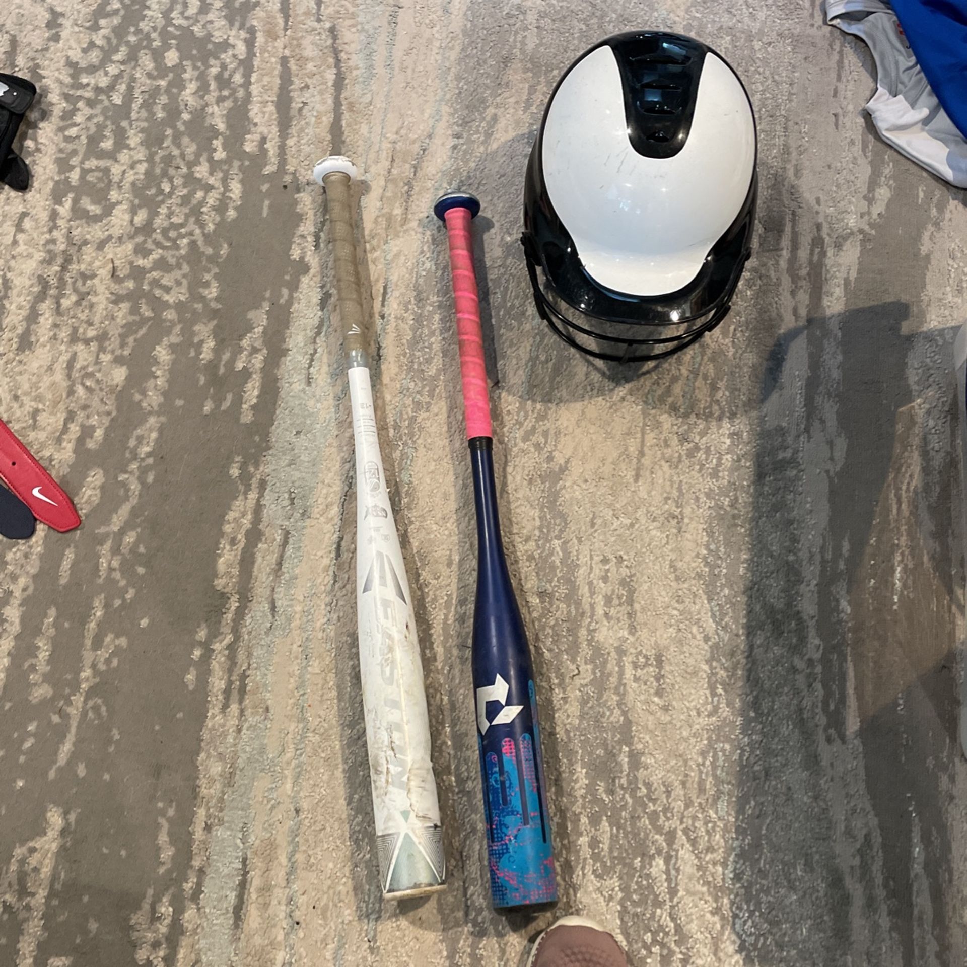 Softball: Helmet And Bats 