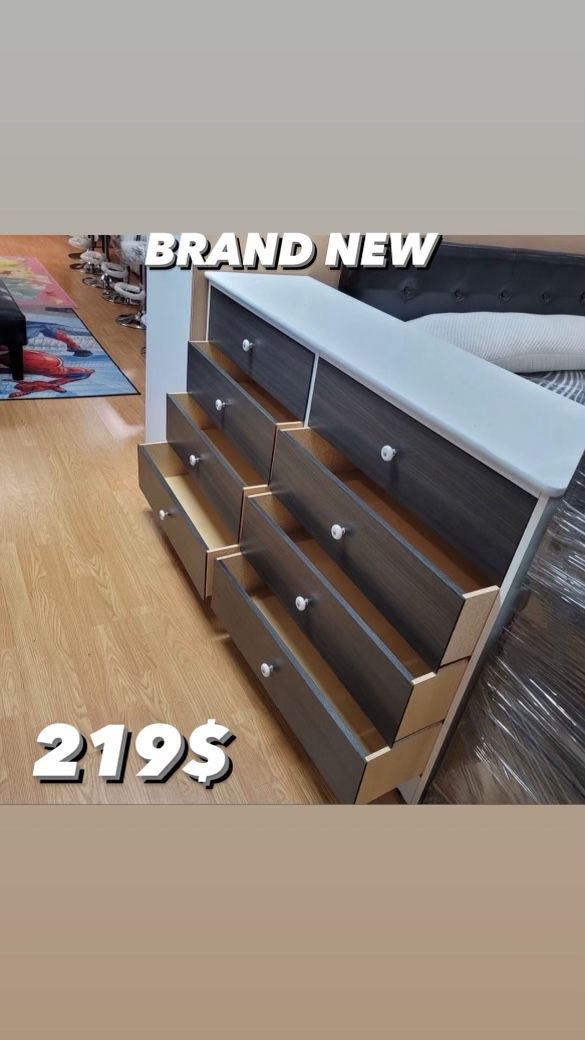 Brand new white&grey 8 drawer dresser 