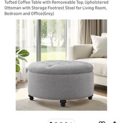 Gray Storage Ottoman 
