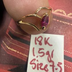 18K Solid Gold Ring For Wedding 1.5Gr Size 7.5