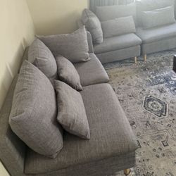 4 Pieces Grey Modular Sectional Sofa.