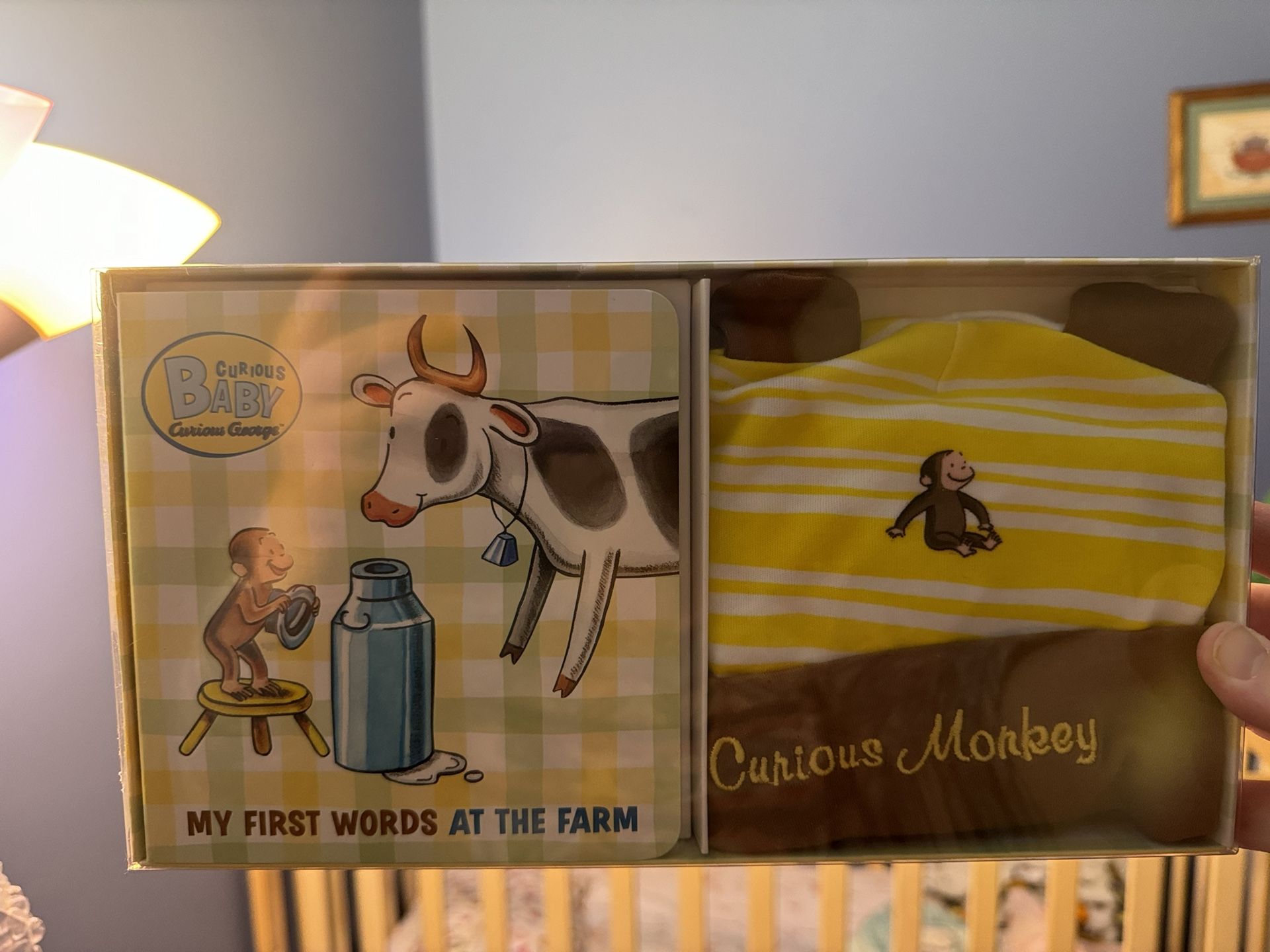 Curious George baby book with hat