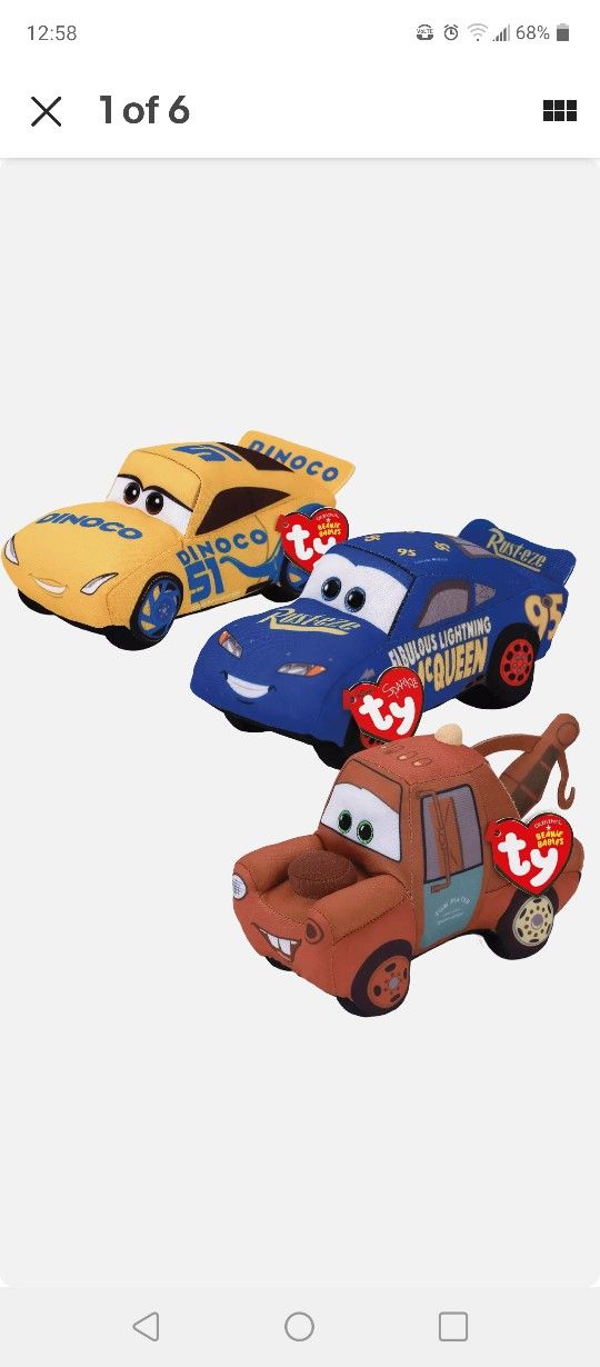 TY Disney Pixar Cars Plush Stuffed Figure Set of 3 Cruz Mater Fabulous McQueen Plush Size 7" Set Included 3 Plush : Fabulous Lightning McQueen Cr