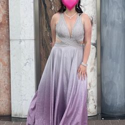Sparkly Purple & Silver Prom Dress Size 12