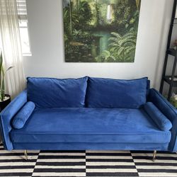Small Velvet Blue Couch
