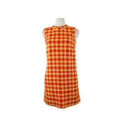 Gucci Women Checkered Plaid Dress Gold Button Sz 36 $2,400