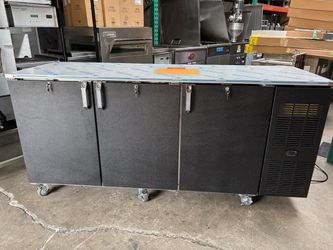 NEW 3 Door Back Bar Beer Cooler Glastender C1FL72 Black Cabinet Locking Doors On Wheels #5011