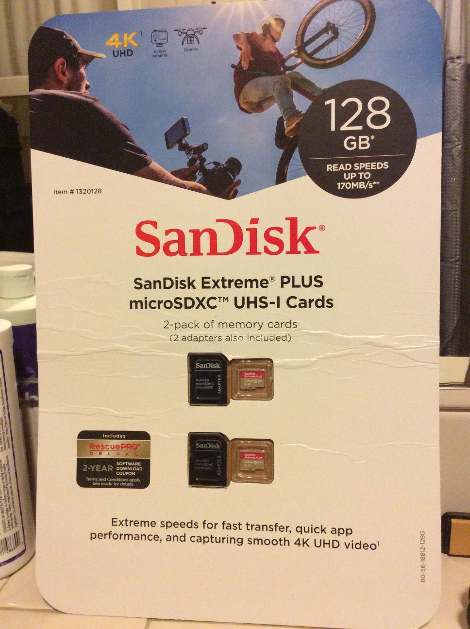 2 SANDISK SD CARDS 128GB EACH