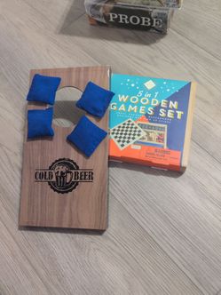 6 Table Game Set! Wood, New, Classy