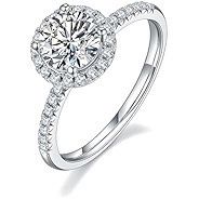 LUSHE Moissanite Engagement Ring 1CT DColor VVS1 Clarity Halo setting style women size 8