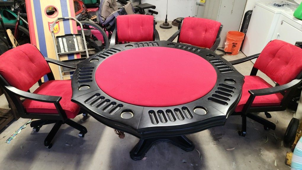 California House Red Black POKER TABLE Bumper Pool Table