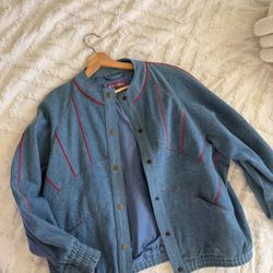 Aline Yaneli Oversized Denim Bomber Jacket
