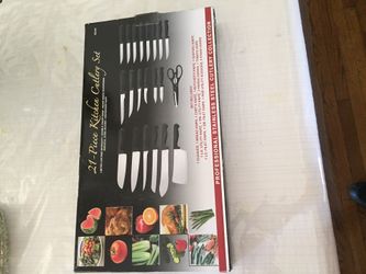 Brand new kitchen cutlery set 21 piece double sharp edge never needs sharpening surgical steel blades dishwasher safe professional stainless steel c