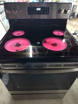 GE STAINLESS STEEL SELF CLEANING OVEN 4 ELEMENTS GLASS TOP ELECTRIC STOVE