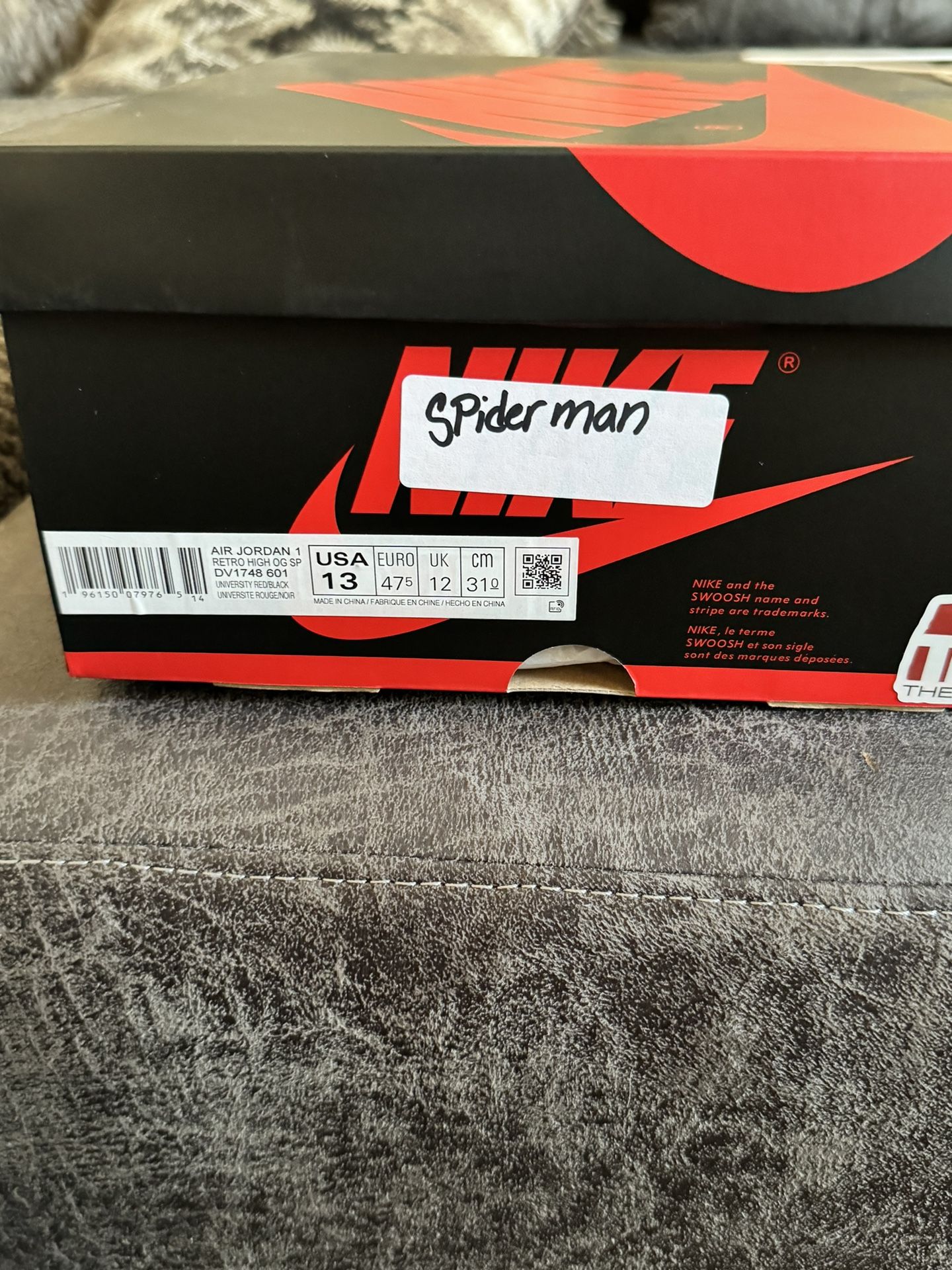 Jordan 1 Spider-Man Size 13