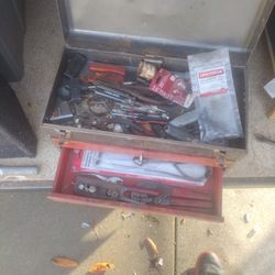 Three Drawer Tool Box With Tools 